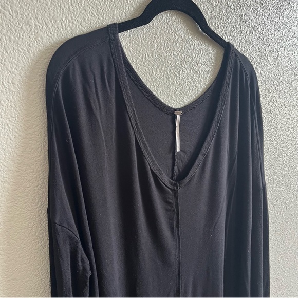 Free People Moonshine V-Beck Black Off-Shoulder Long Sleeve Tunic Medium - Picture 7 of 10